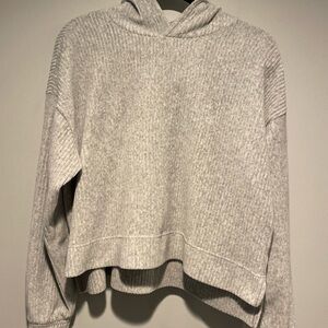 Aerie Light Gray Ribbed Hoodie. Size XS